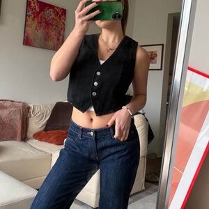 Zara Black Buttoned Women's Tank Top